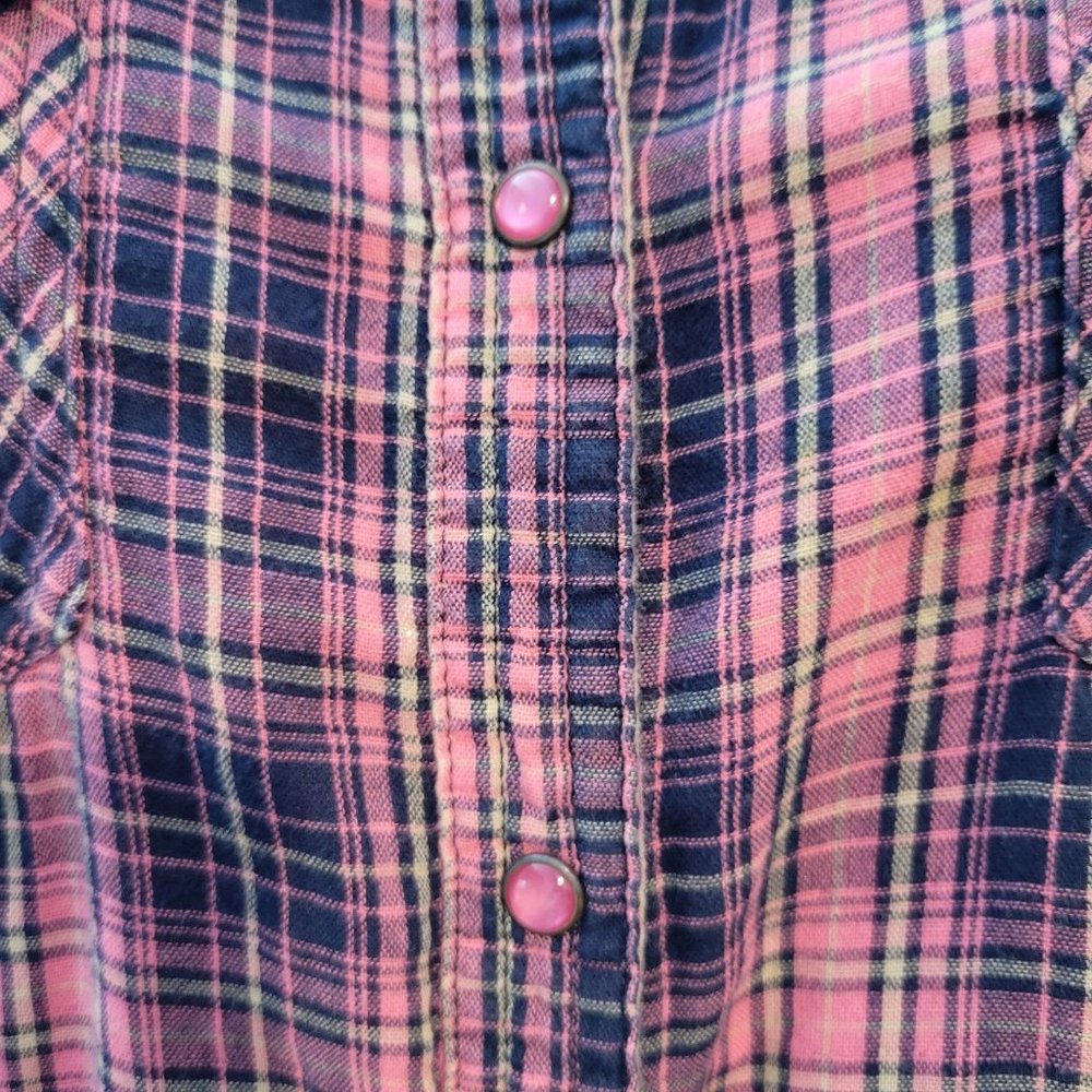 Bit & Bridle Plaid Button Down Shirt - Pink and Blue - Picture 3 of 10